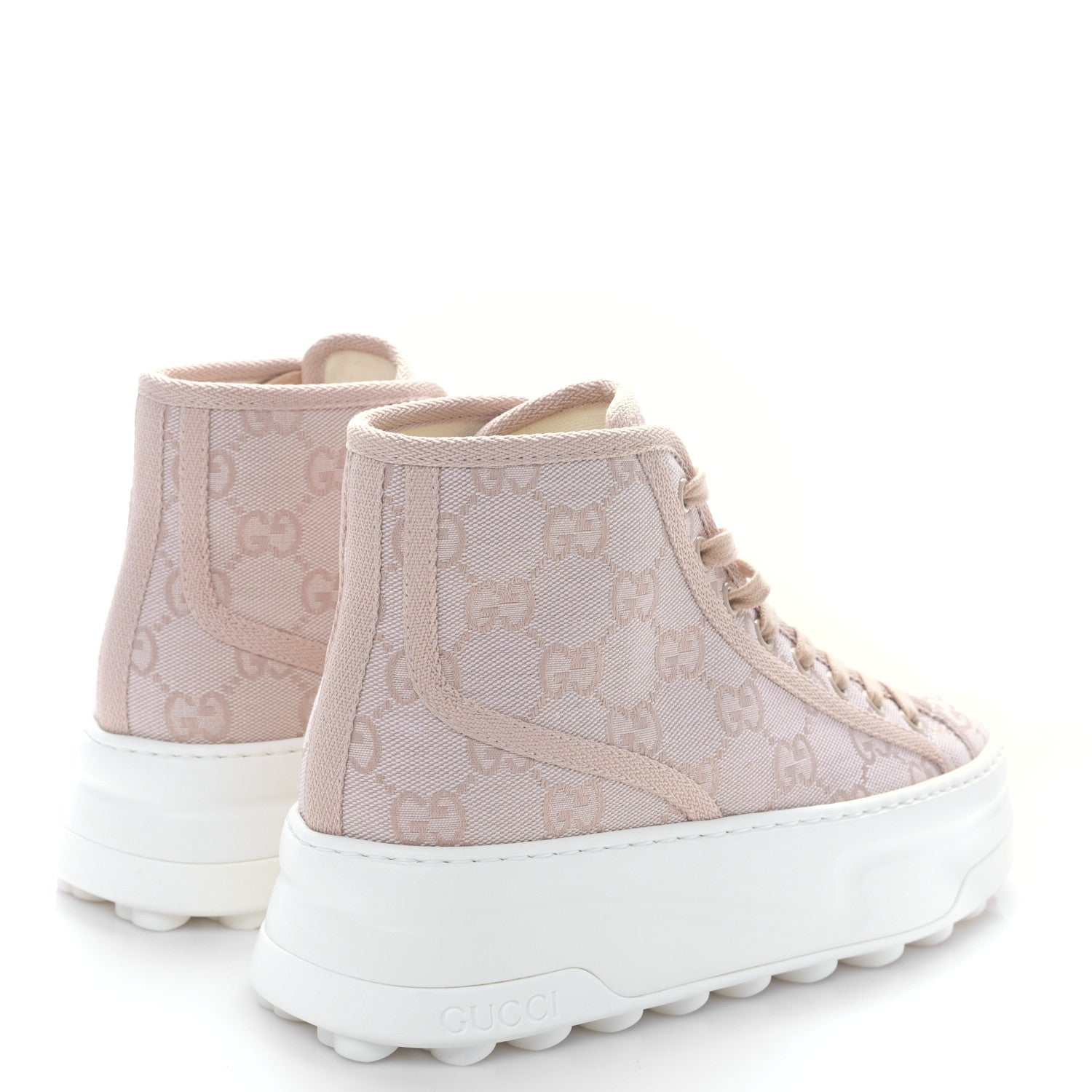 Gucci New Canvas GG Monogram Womens Tennis 1977 High Top 55mm Platform Sneakers 36 Skin Rose Dark Skin Rose 4 of 7