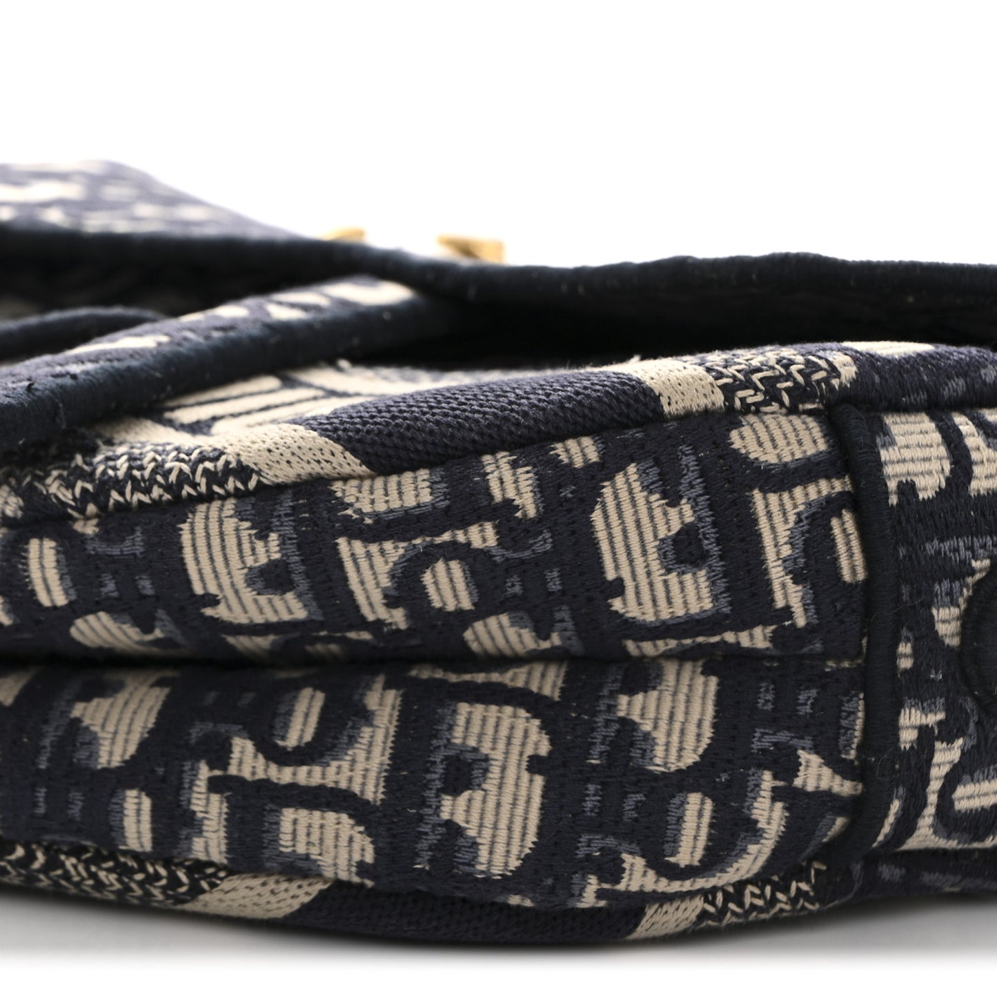 Oblique Embroidered Saddle Bag Blue