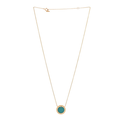 Tiffany 18K Yellow Gold Diamond Turquoise T Circle Pendant Necklace 5 of 14