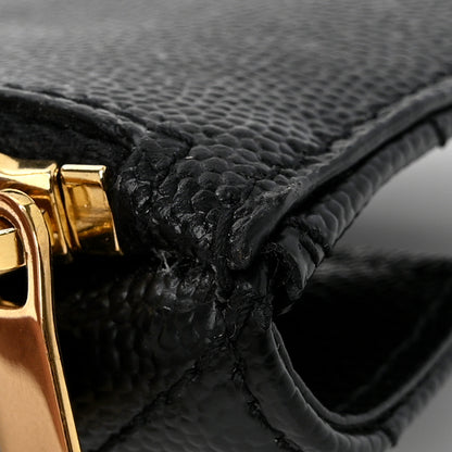 Saint Laurent SAINT LAURENT Grain De Poudre Matelasse Chevron Monogram Compact Wallet Black 8 of 14