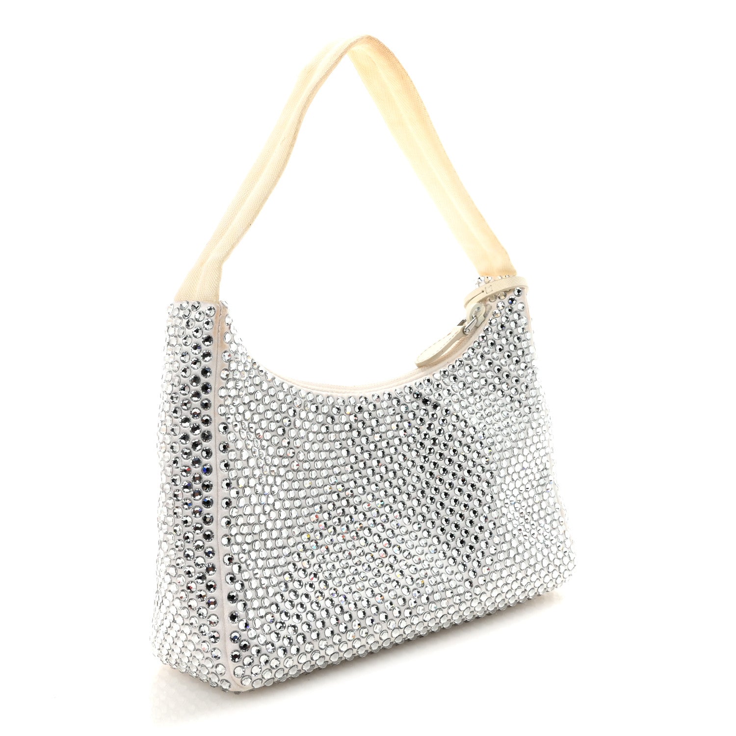 Prada Satin Crystal Mini Re-Edition 2000 Bag White 3 of 9
