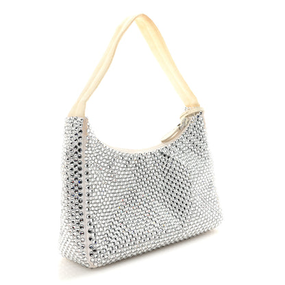 Prada Satin Crystal Mini Re-Edition 2000 Bag White 3 of 9