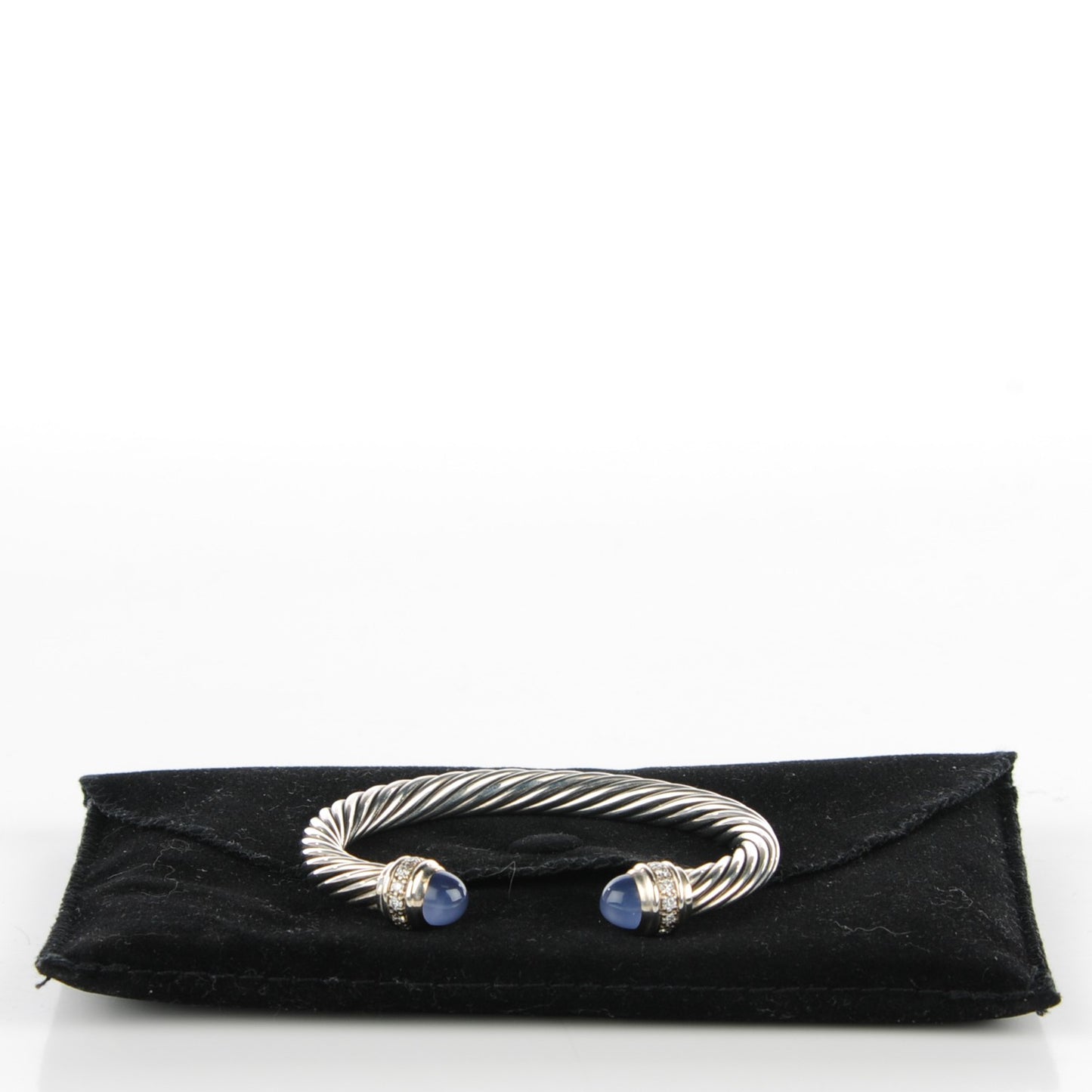 Sterling Silver Diamond Chalcedony 7mm Cable Classics Bracelet