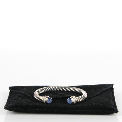 David Yurman Sterling Silver Diamond Chalcedony 7mm Cable Classics Bracelet 7 of 7