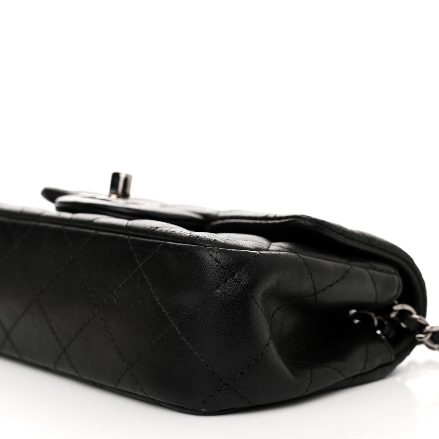 Lambskin Quilted Extra Mini Rectangular Flap Black