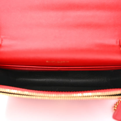 Saint Laurent Grain De Poudre Classic Monogram Kate Tassel Chain Wallet Red 5 of 12