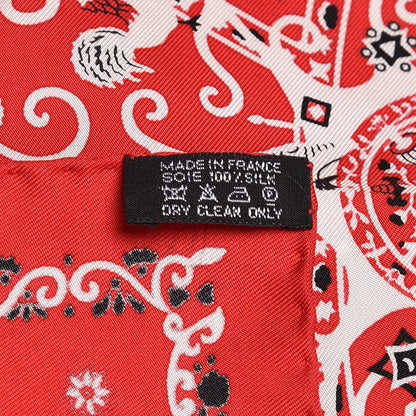 Hermes Silk Peuple Du Vent Bandana Scarf 55 Rouge White Marine 3 of 4