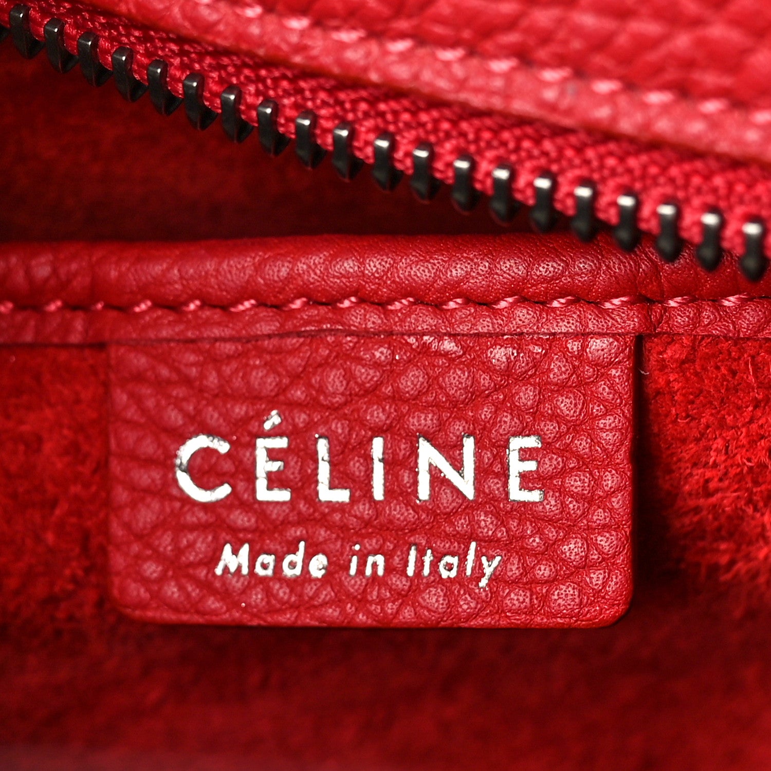 Celine Drummed Calfskin Nano Luggage Red 6 of 9