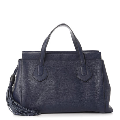Gucci Pebbled Calfskin Large Lady Tassel Top Handle Bag Dark Blue 1 of 11