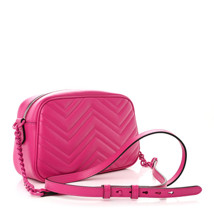 Gucci Calfskin Matelasse Monochrome Small GG Marmont Chain Shoulder Bag Classic Fuxia 3 of 11