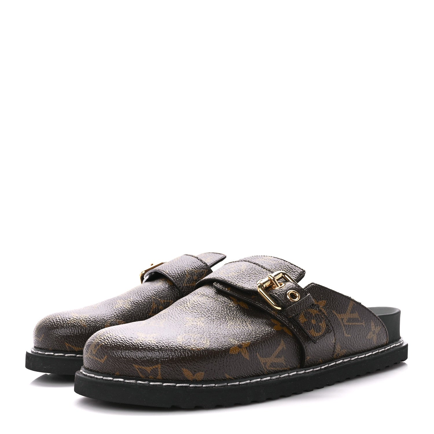 Louis Vuitton Patent Monogram Womens Cosy Flat Comfort Clog Mules 38 Brown 3 of 8