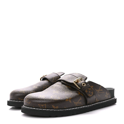 Louis Vuitton Patent Monogram Womens Cosy Flat Comfort Clog Mules 38 Brown 3 of 8