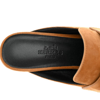 Hermes Suede Goatskin Flore 60 Mules 35 Brun Amourette 7 of 9