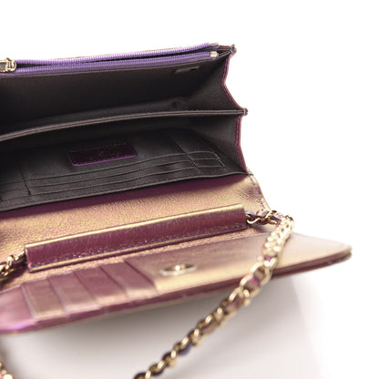 Chanel Iridescent Lambskin Quilted Mini Wallet On Chain WOC Purple 4 of 9