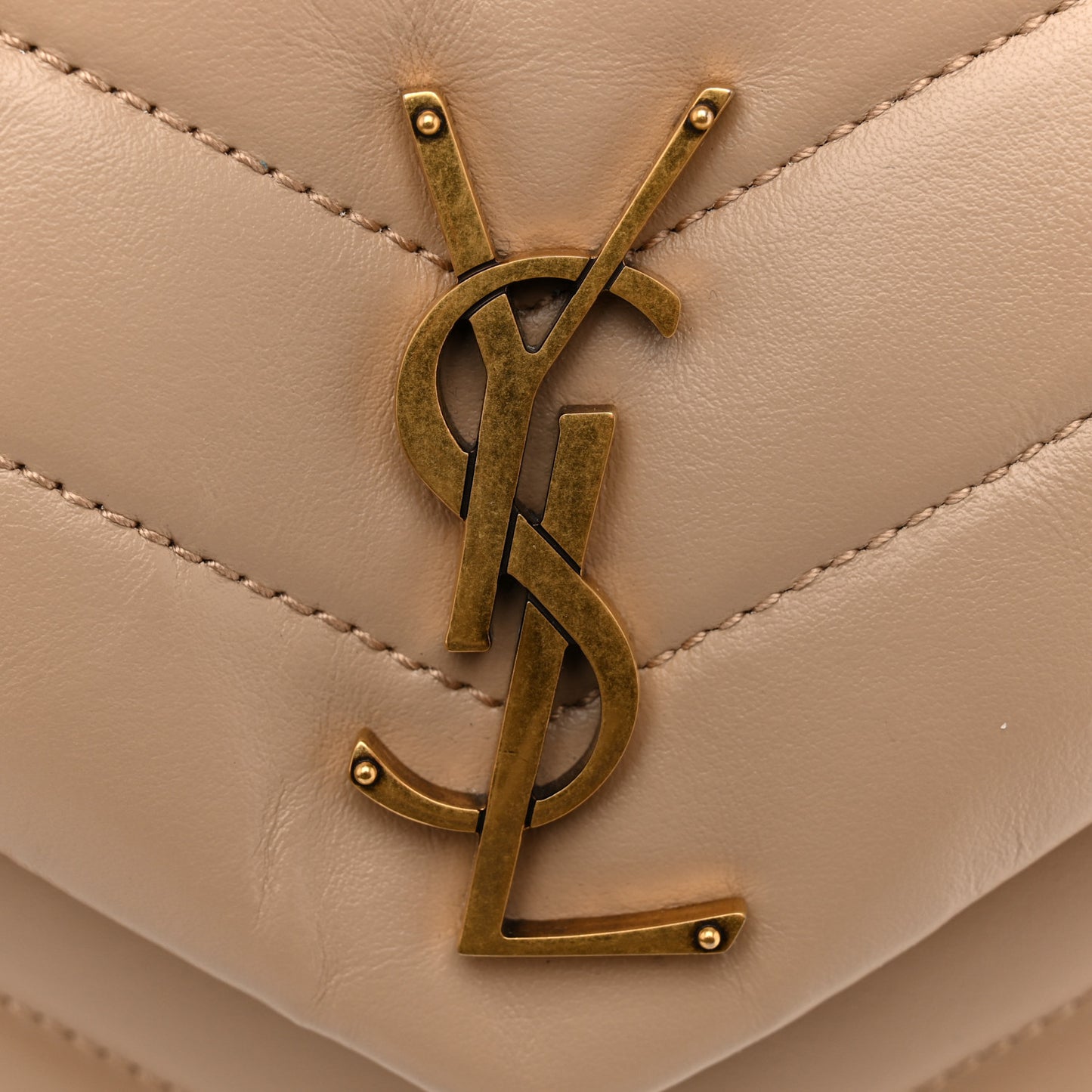 Calfskin Y Quilted Monogram Small Loulou Chain Satchel Dark Beige