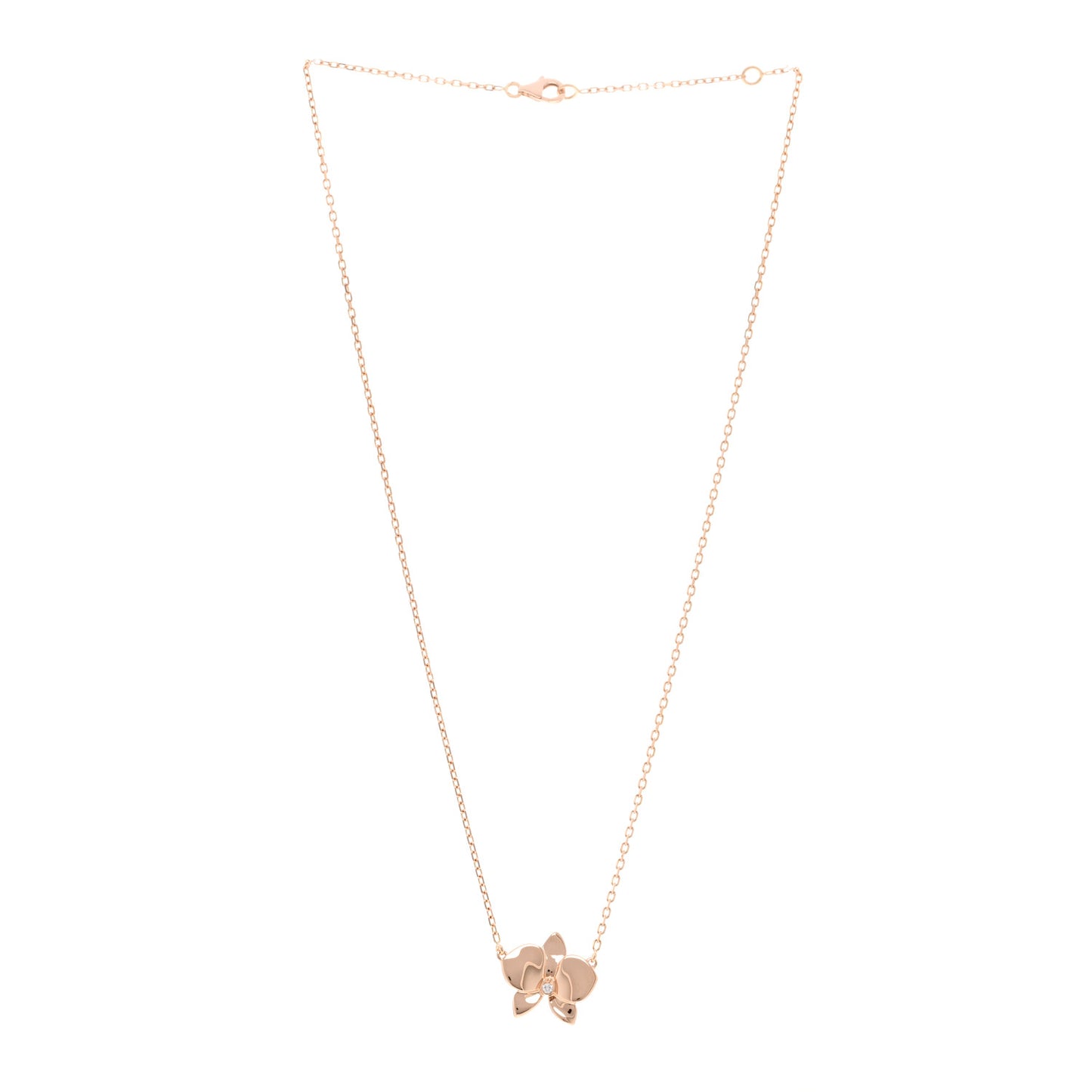 18K Pink Gold Diamond Caresse D'Orchidees Par Cartier Pendant Necklace