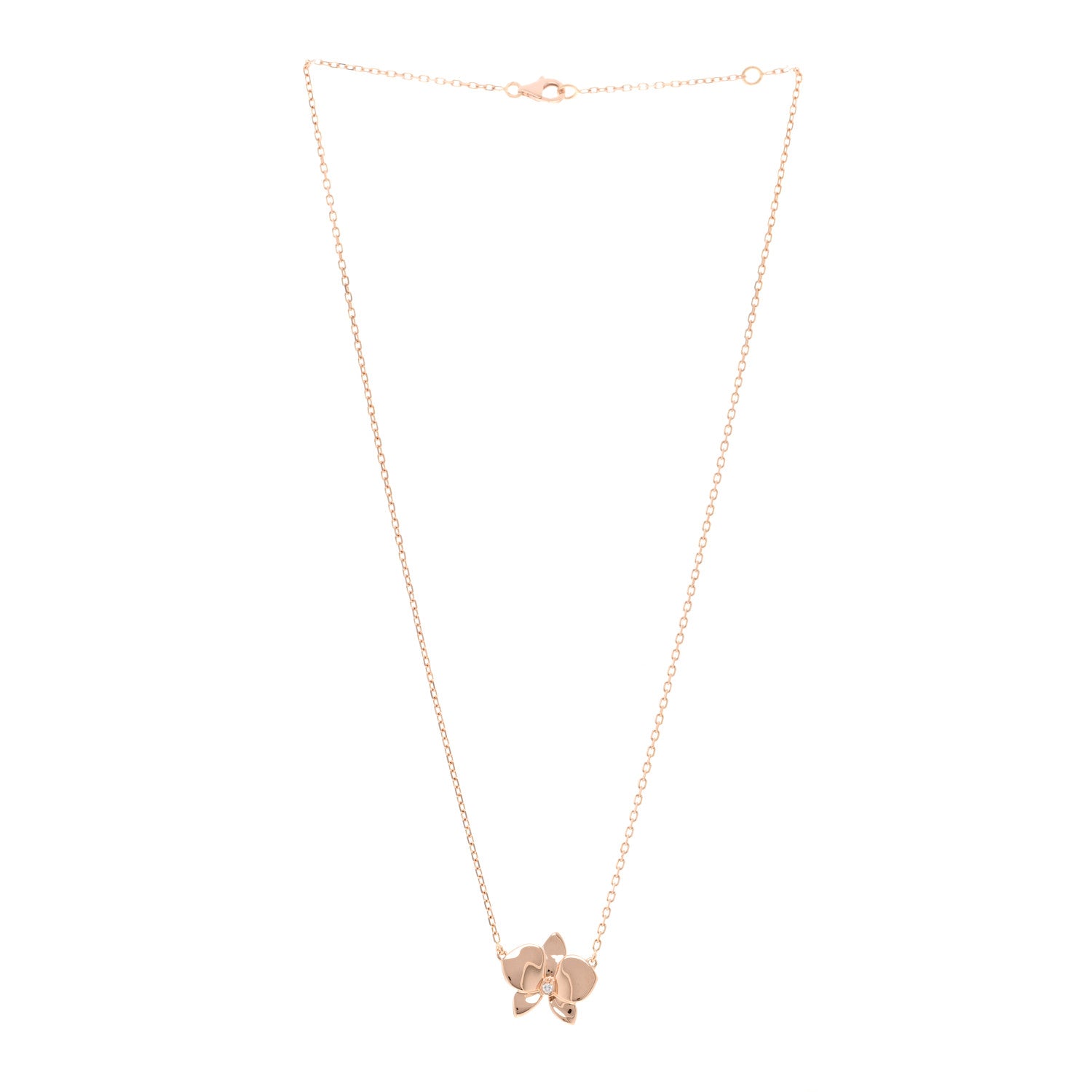 Cartier 18K Pink Gold Diamond Caresse D'Orchidees Par Cartier Pendant Necklace 3 of 6