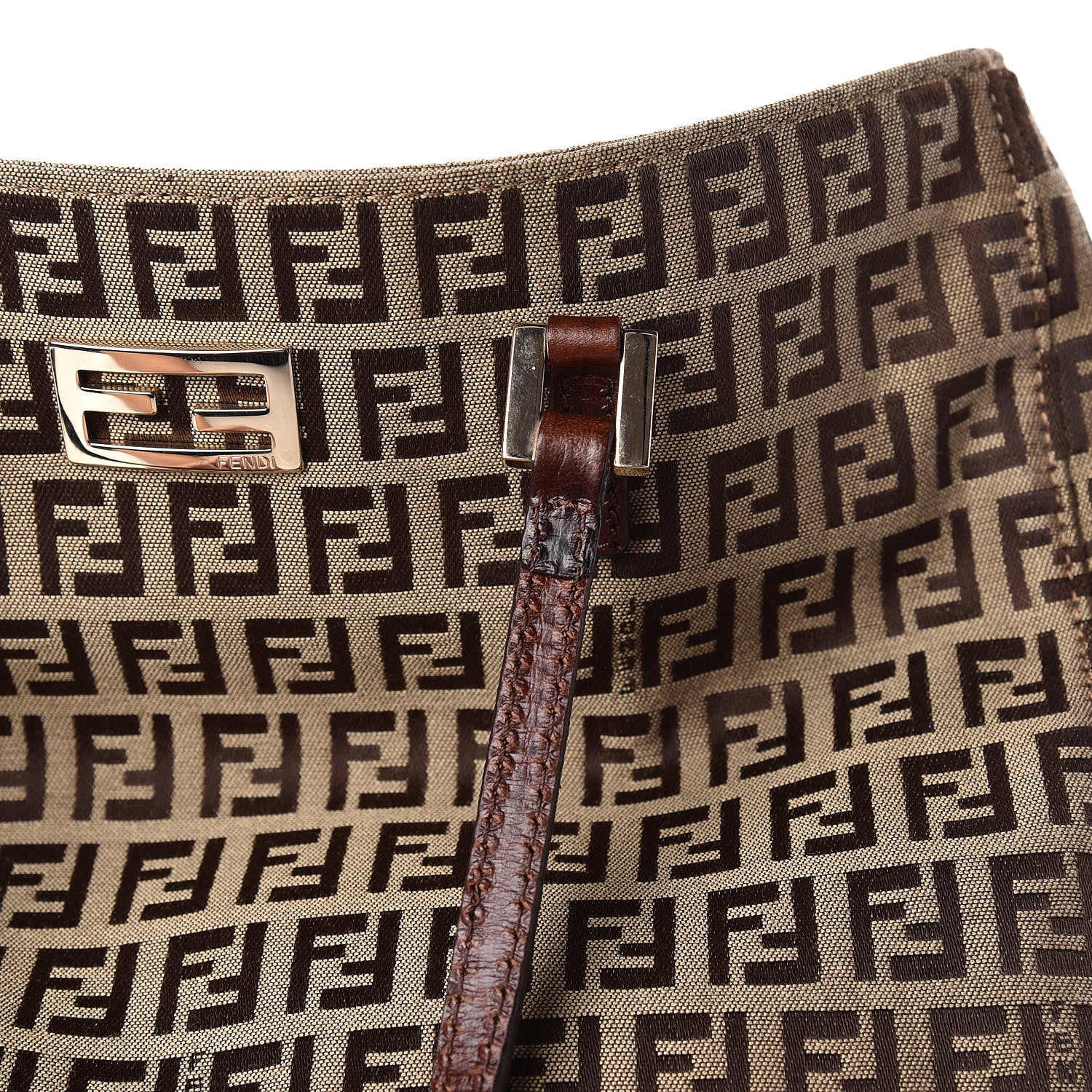 Fendi Zucchino Vitello Tote Mogano Panna Bruciato 11 of 14