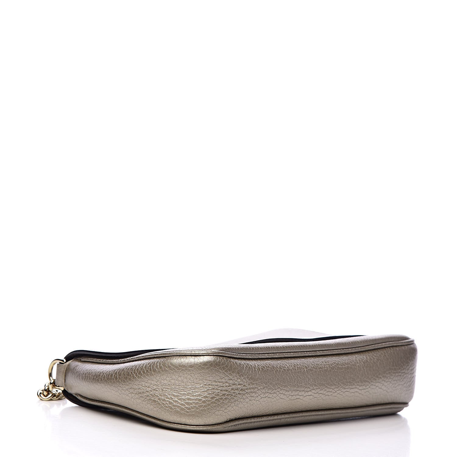 Gucci Metallic Pebbled Calfskin Medium Soho Flap Crossbody Golden Beige 4 of 11