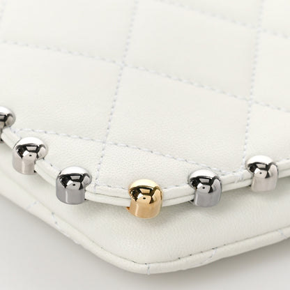 Chanel Lambskin Quilted Metallic Bubble Clutch White 7 of 8