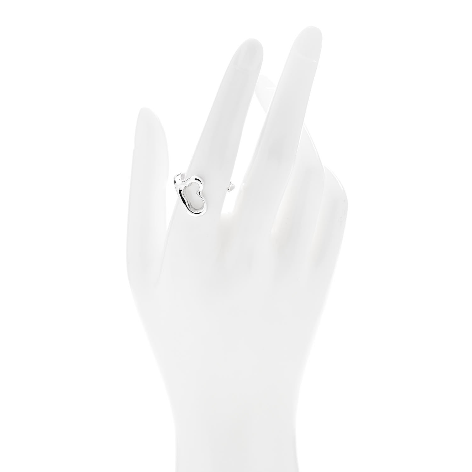 Tiffany Sterling Silver Elsa Peretti Open Heart Ring 57 8 2 of 5