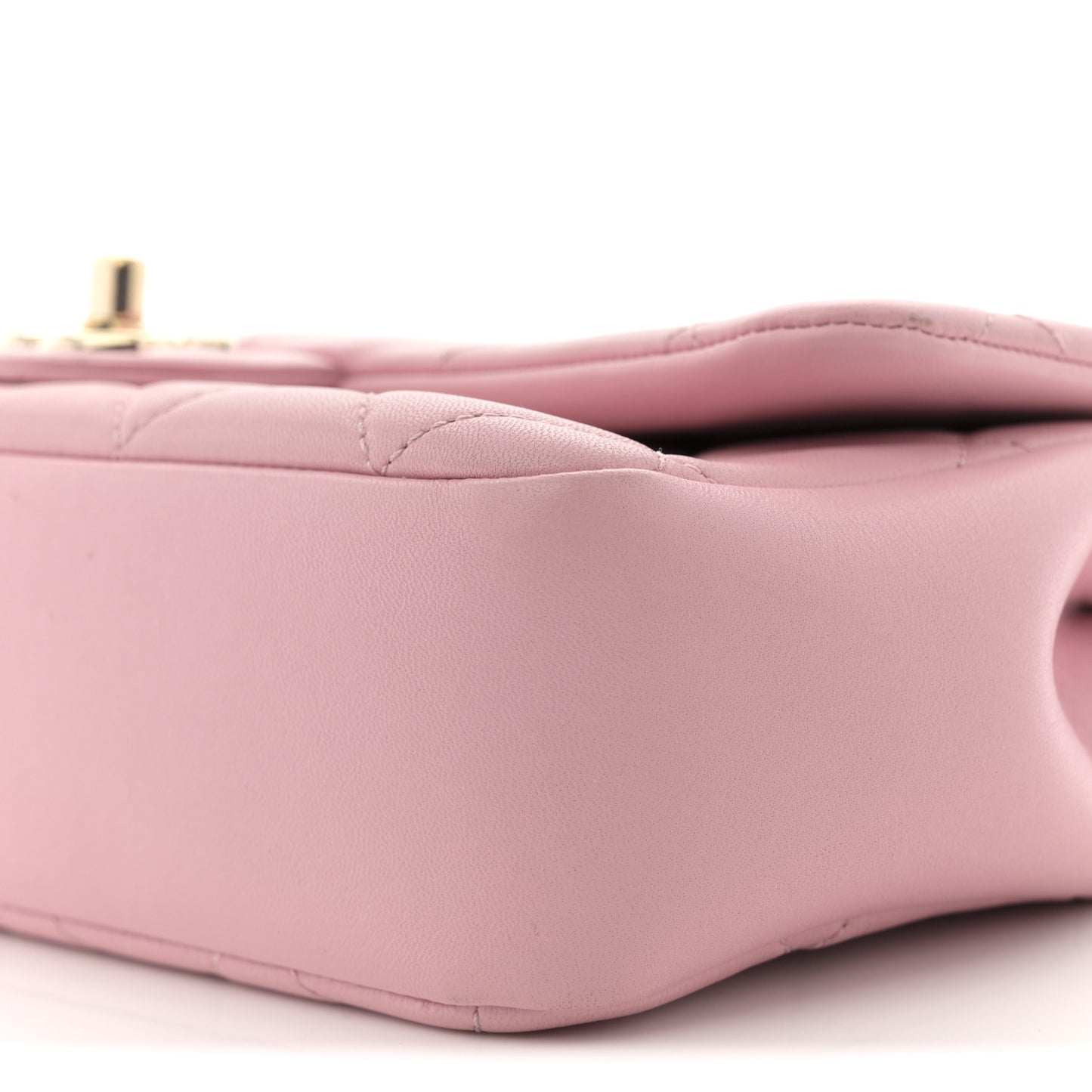 Lambskin Quilted Resin Bi-Color Chain Flap Bag Pink