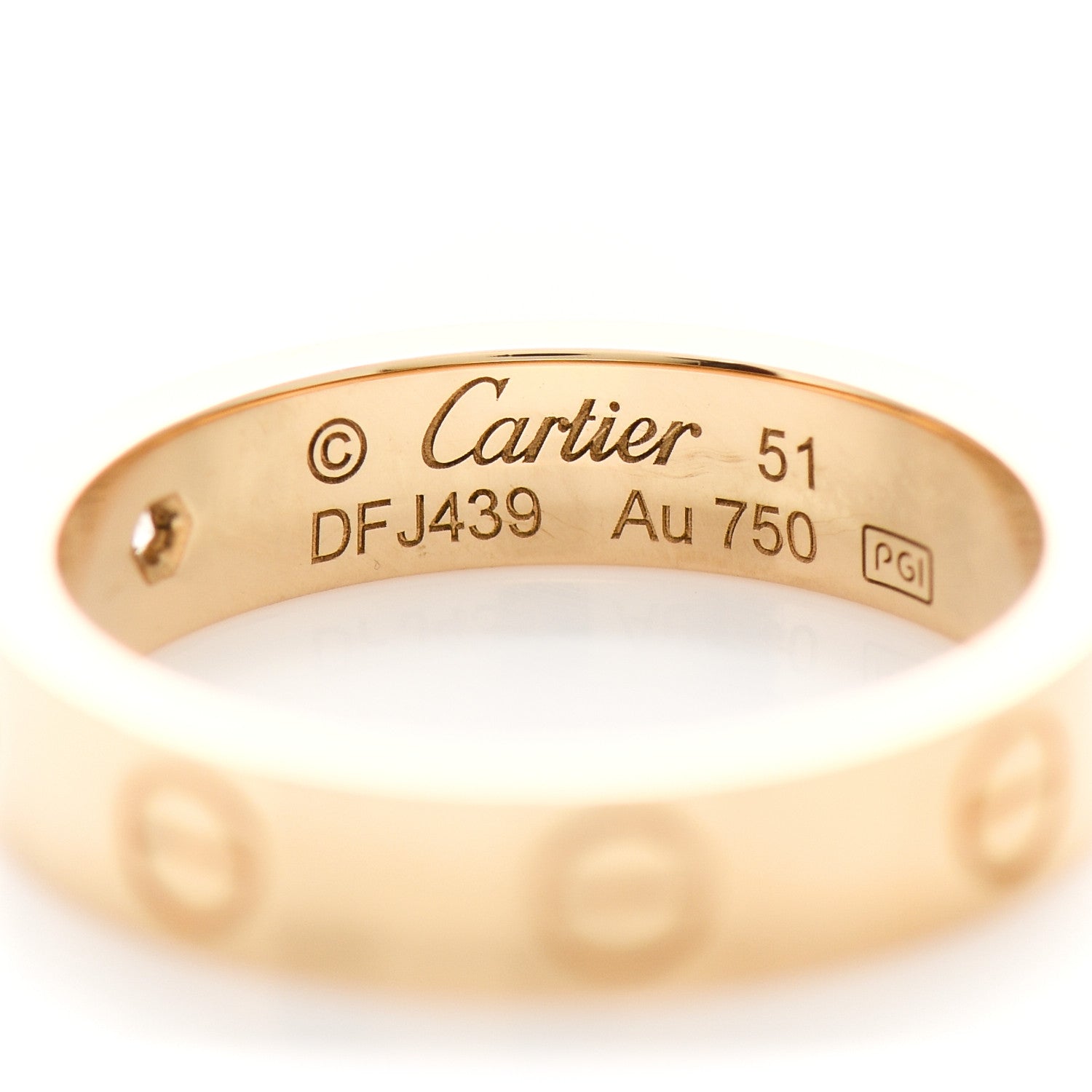 Cartier 18K Yellow Gold Diamond 4mm LOVE Wedding Band Ring 51 5.75 4 of 5