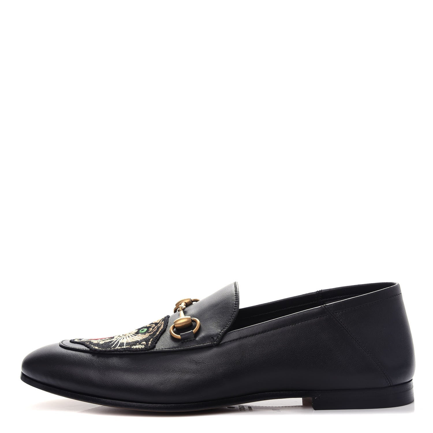 Gucci Goatskin Tiger Embroidered Mens Horsebit Loafers 8.5 Black 1 of 11