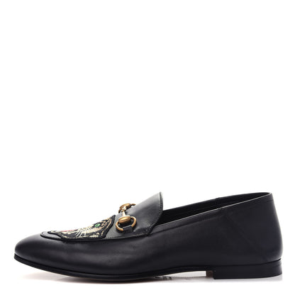 Gucci Goatskin Tiger Embroidered Mens Horsebit Loafers 8.5 Black 1 of 11