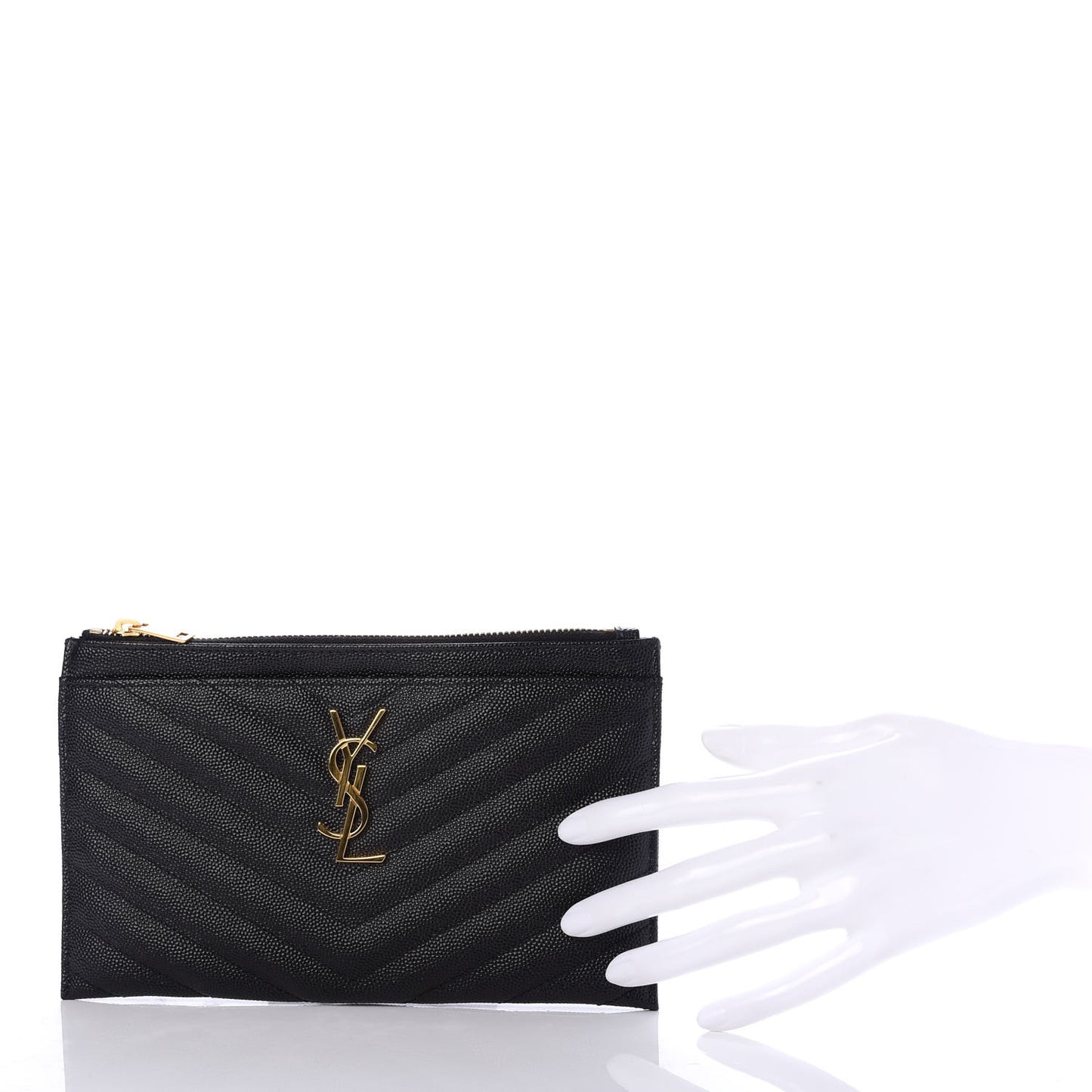 Grain De Poudre Chevron Monogram Bill Pouch Black