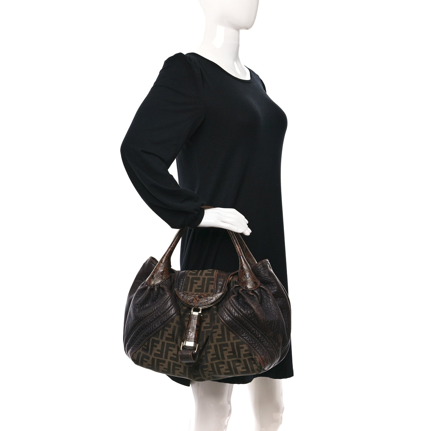 Fendi Zucca Nappa Nuvolata Vitello Tortuga Spy Tobacco Moro 2 of 9