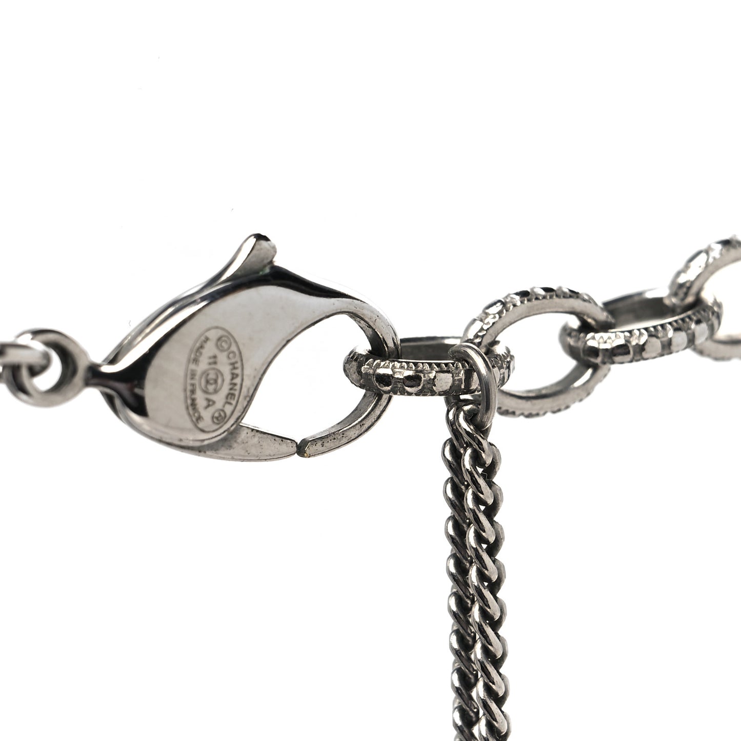 Ruthenium Pearl Beaded CC Long Necklace Black