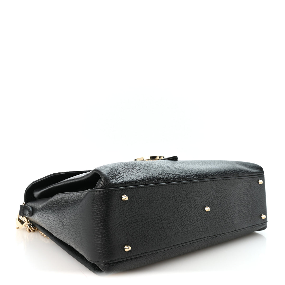 Dollar Calfskin Medium Interlocking G Top Handle Shoulder Bag Black