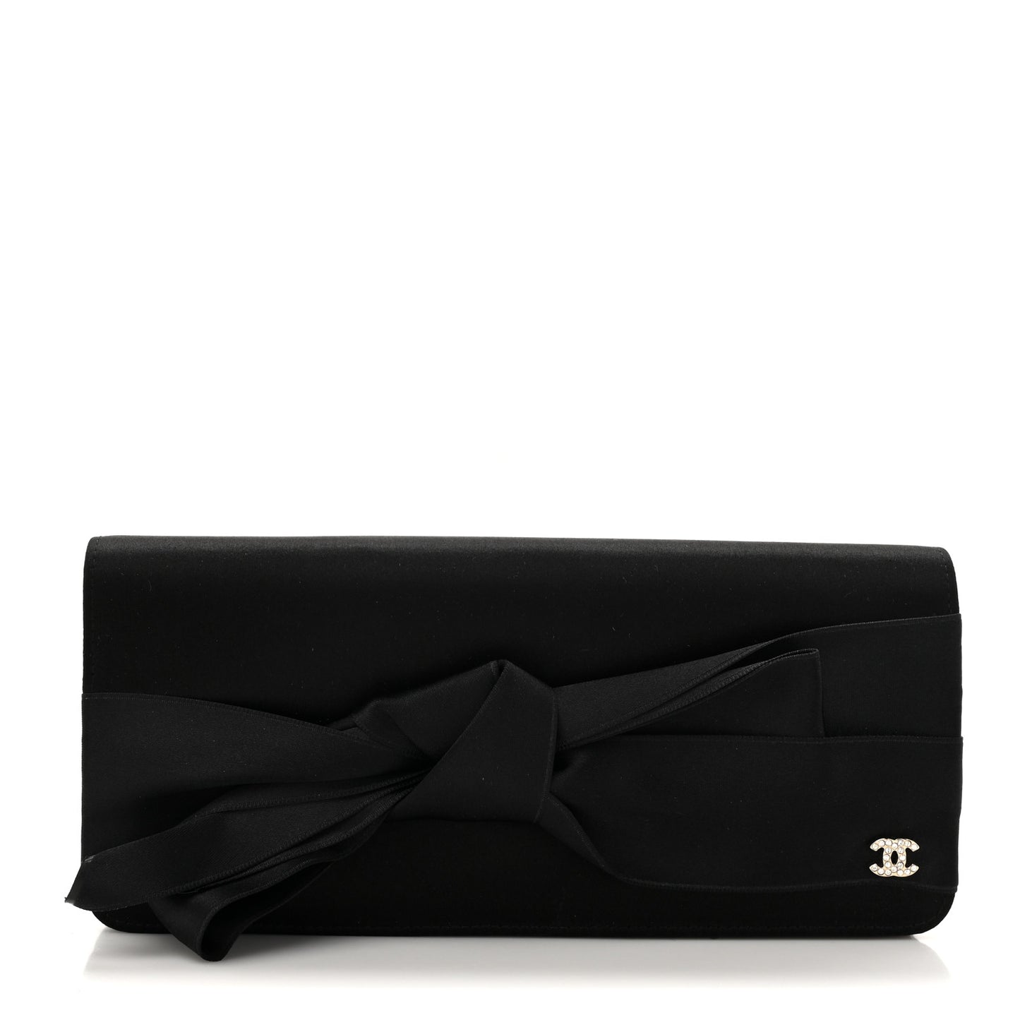 Satin Bow Clutch Black