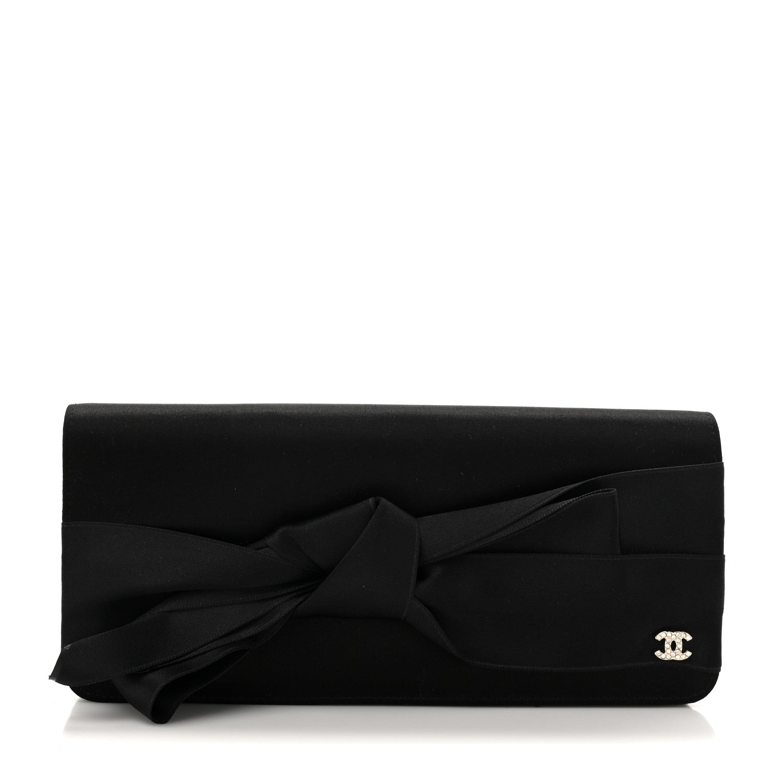 Chanel Satin Bow Clutch Black 1 of 9