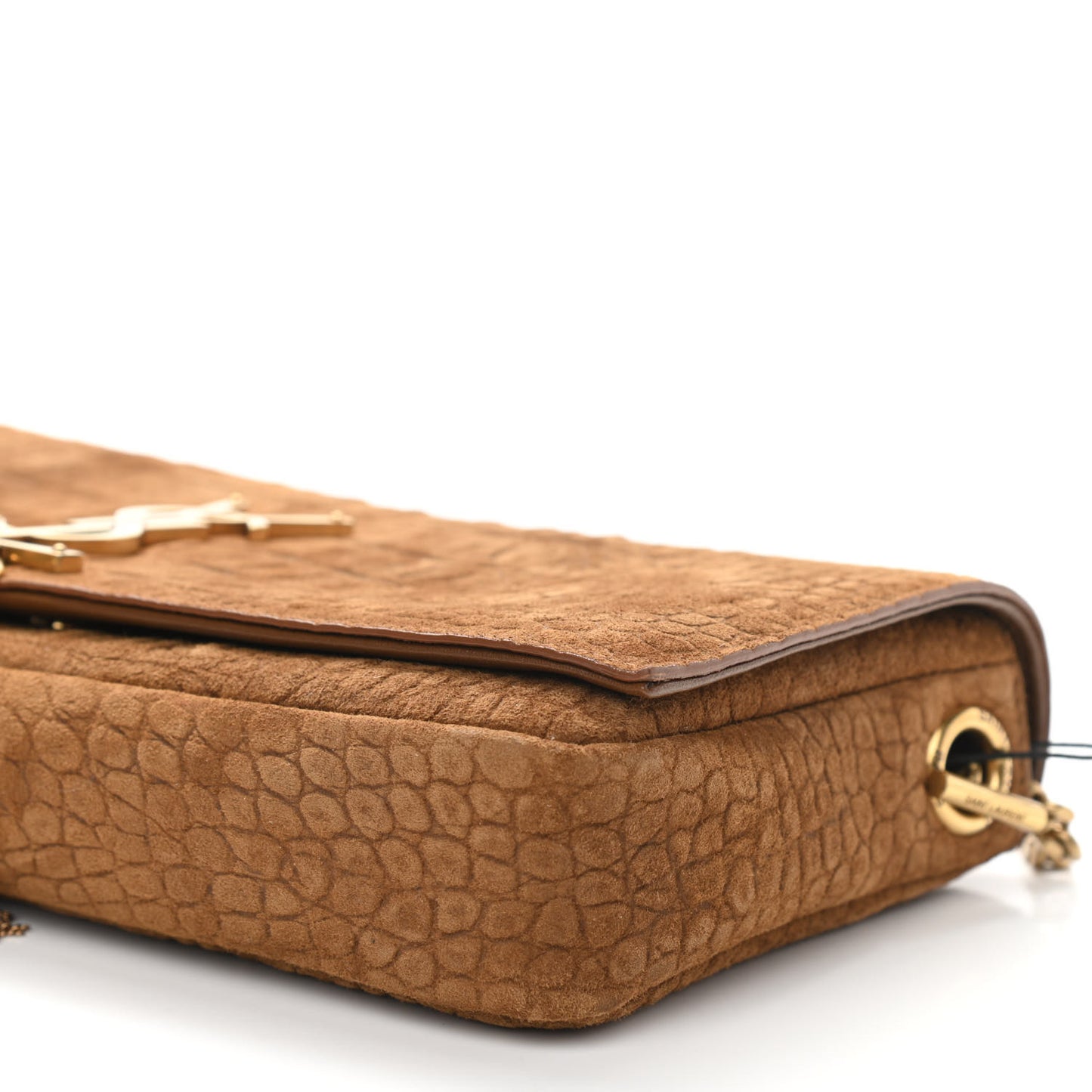 Crocodile Embossed Suede Monogram Tassel Kate 99 Tan