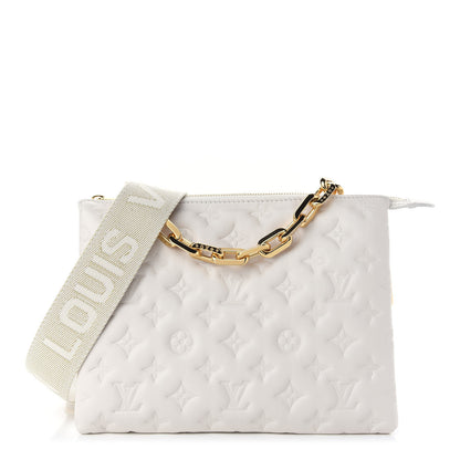 Louis Vuitton Lambskin Embossed Monogram Coussin PM Beige Cream 1 of 7
