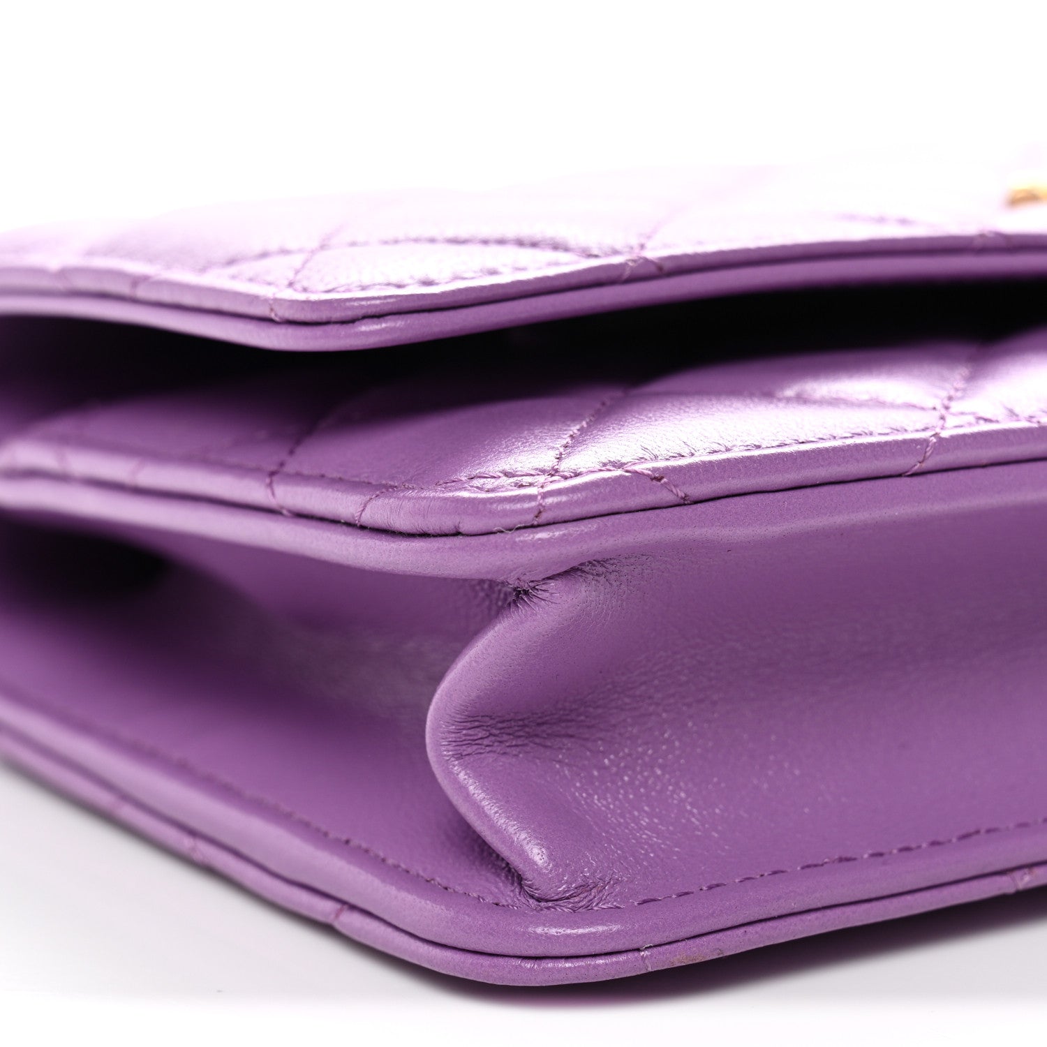 Chanel Lambskin Quilted Pick Me Up Wallet On Chain WOC Purple 10 of 14
