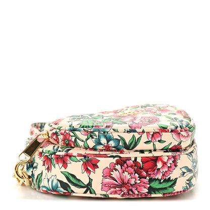 Gucci Calfskin Matelasse Diagonal Brit Roses Print Mini Interlocking G Heart Shoulder Bag  White Multicolor 4 of 11