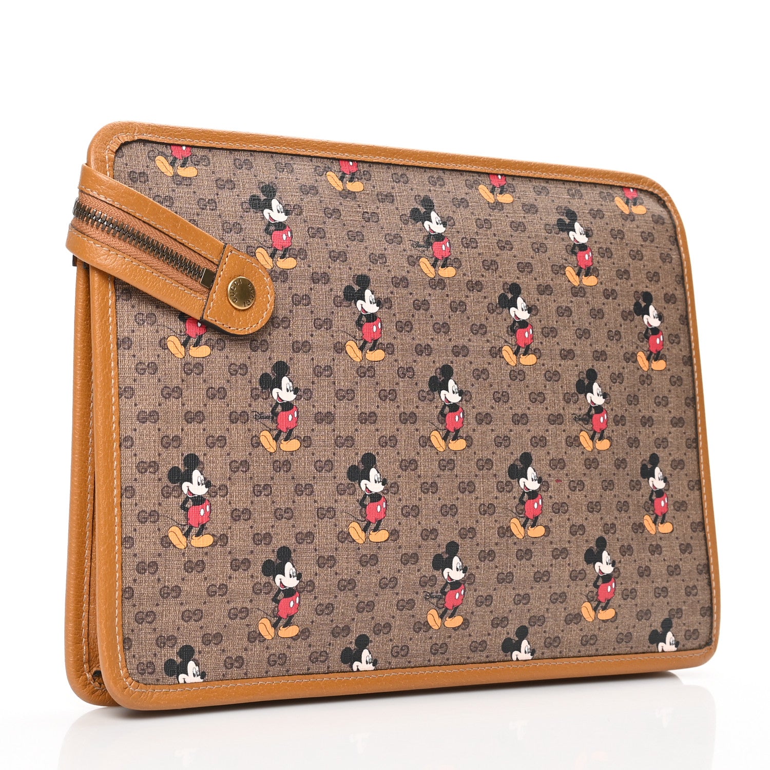 Gucci X DISNEY Mini Vintage GG Supreme Monogram Mickey Mouse Documents Holder Beige Vintage Sun Oil 3 of 6