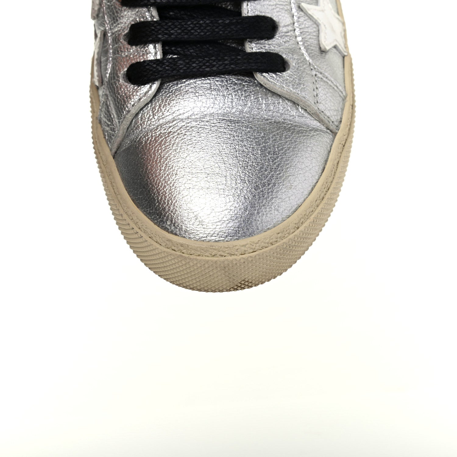 Saint Laurent Metallic Calfskin Star Court Sneakers 37.5 Silver 13 of 13