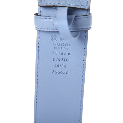Gucci Soft Microguccissima Margaux Calfskin Belt 85 34 Mineral Blue 3 of 5