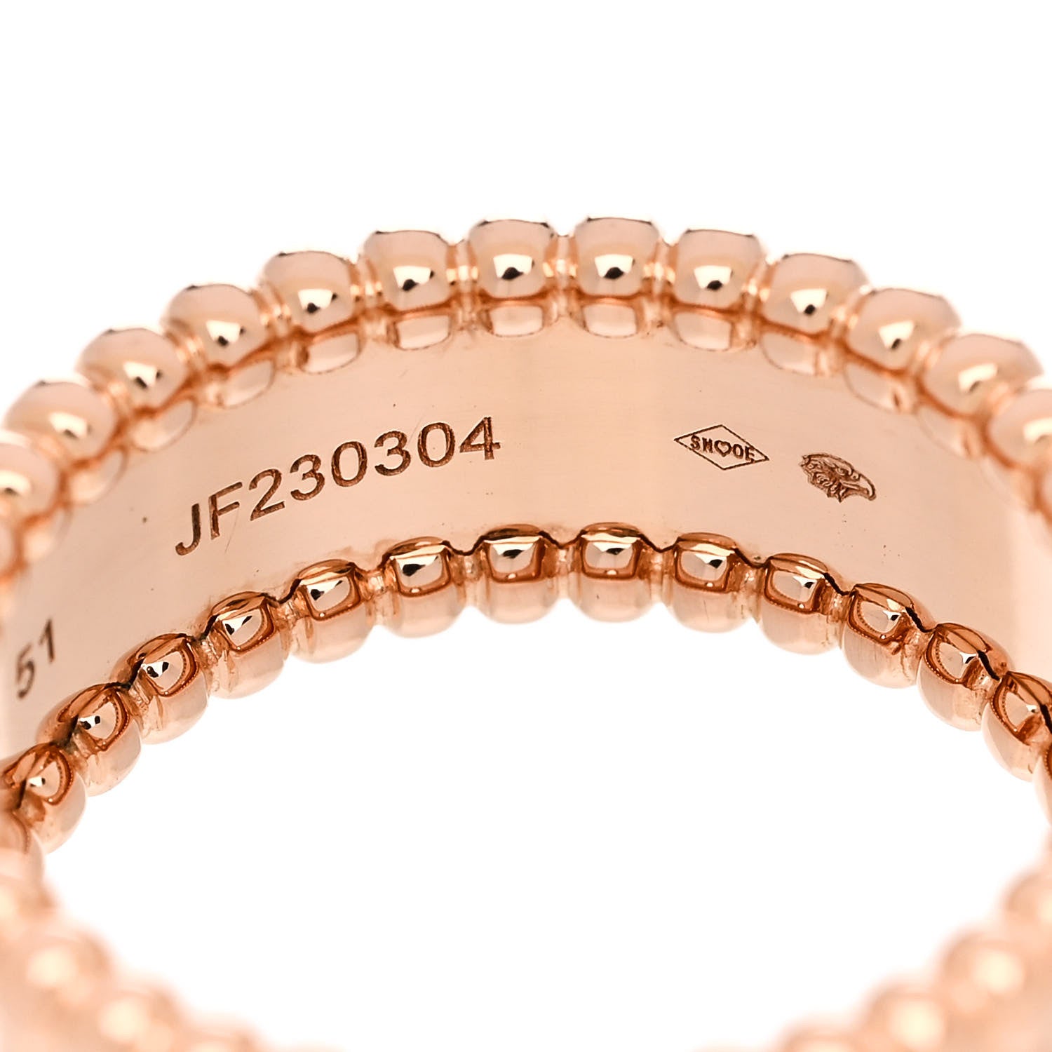 Van Cleef & Arpels 18K Rose Gold Perlee Signature Ring 51 5.75 5 of 6