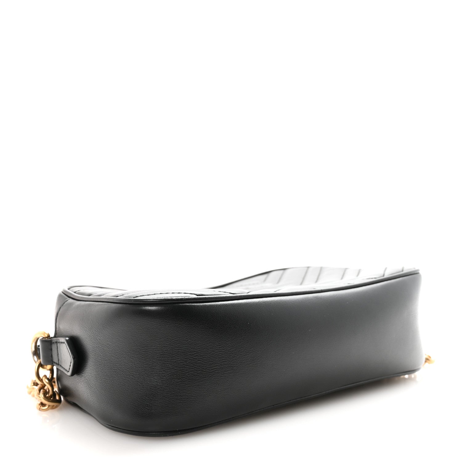 Gucci Calfskin Matelasse Small GG Marmont Chain Shoulder Bag Black Black 5 of 12
