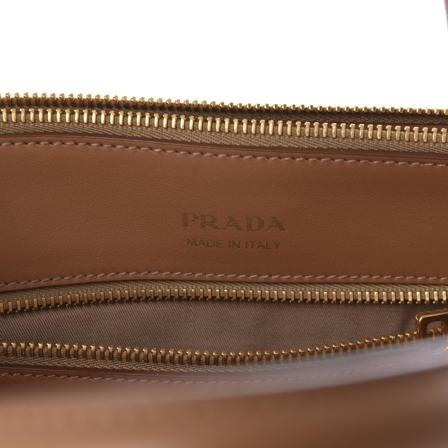 Prada Raffia City Calfskin Whipstitch Medium Paradigme Bag Naturale Caramel 8 of 10