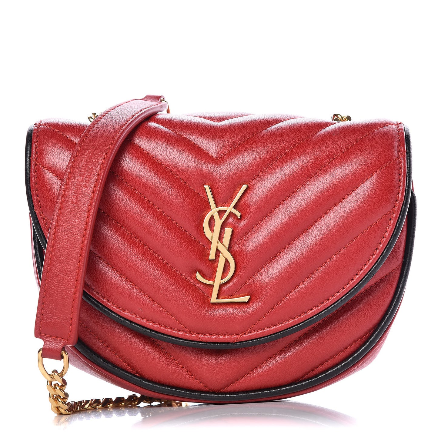 Calfskin Matelasse Monogram Small Bubble Chain Crossbody Red