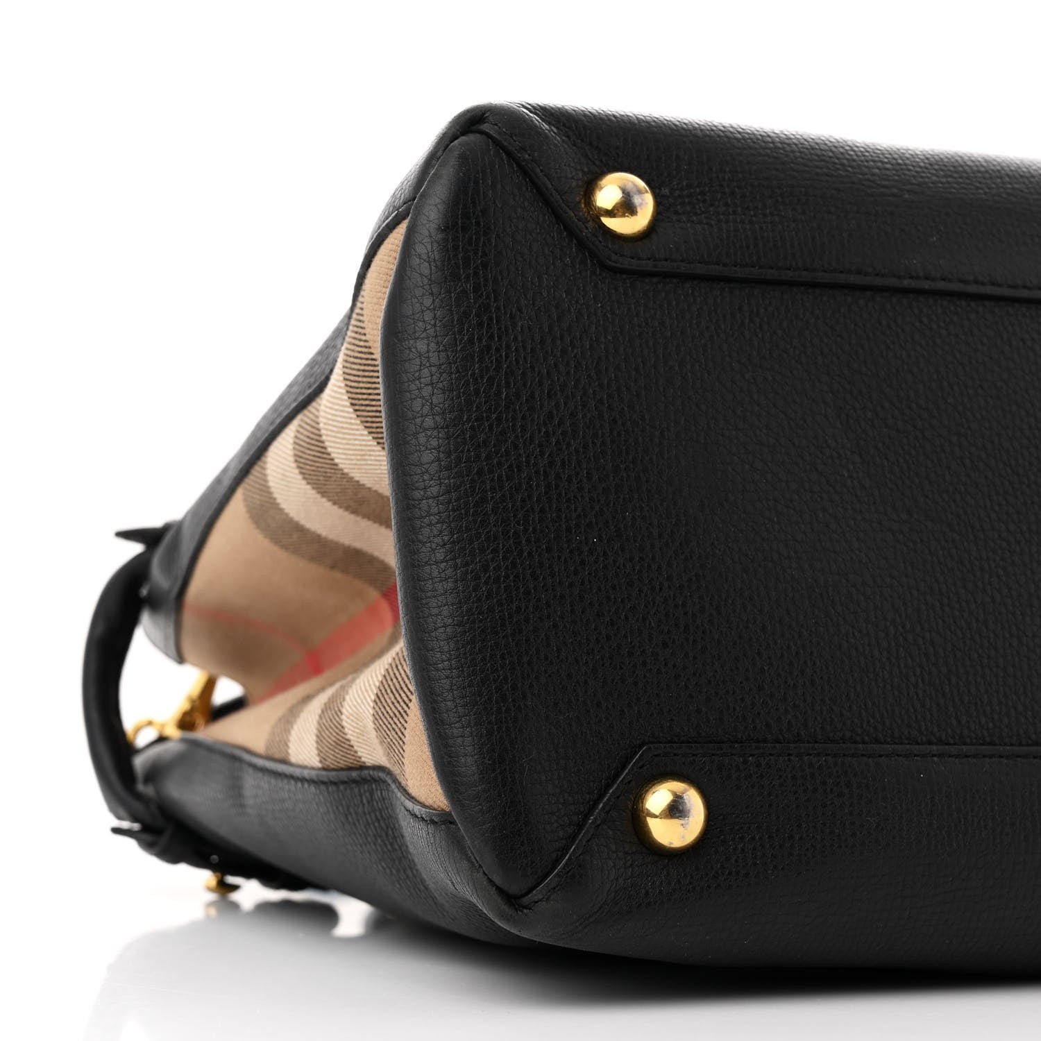 Burberry Derby Calfskin House Check Medium Banner Tote Black 10 of 11