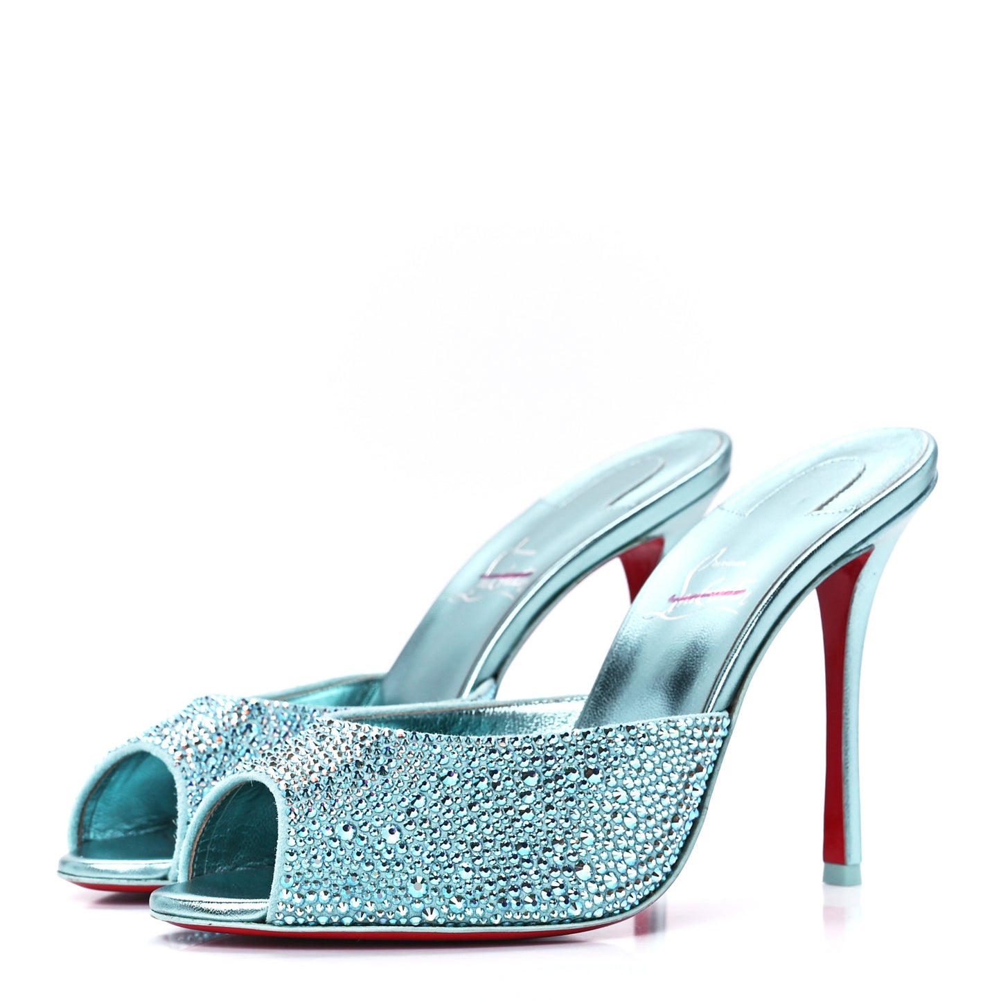 Suede Crystal Strass Me Dolly 100 Sandals 39.5 Mint