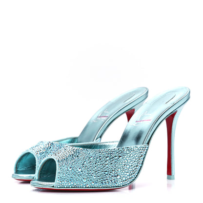 Christian Louboutin Suede Crystal Strass Me Dolly 100 Sandals 39.5 Mint 3 of 8