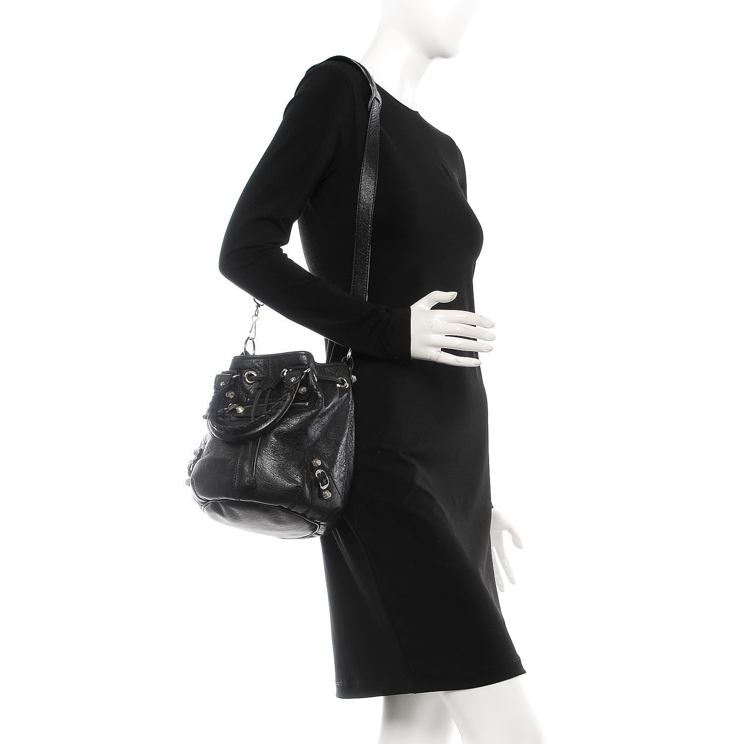 Balenciaga Agneau Giant 12 Silver Hardware Mini Pompon Black 2 of 8